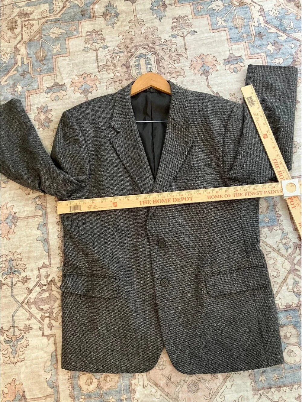 Cianni Cellini Mens 44S Grey Sport Coat Cashmere Lambswool Blazer Herringbone